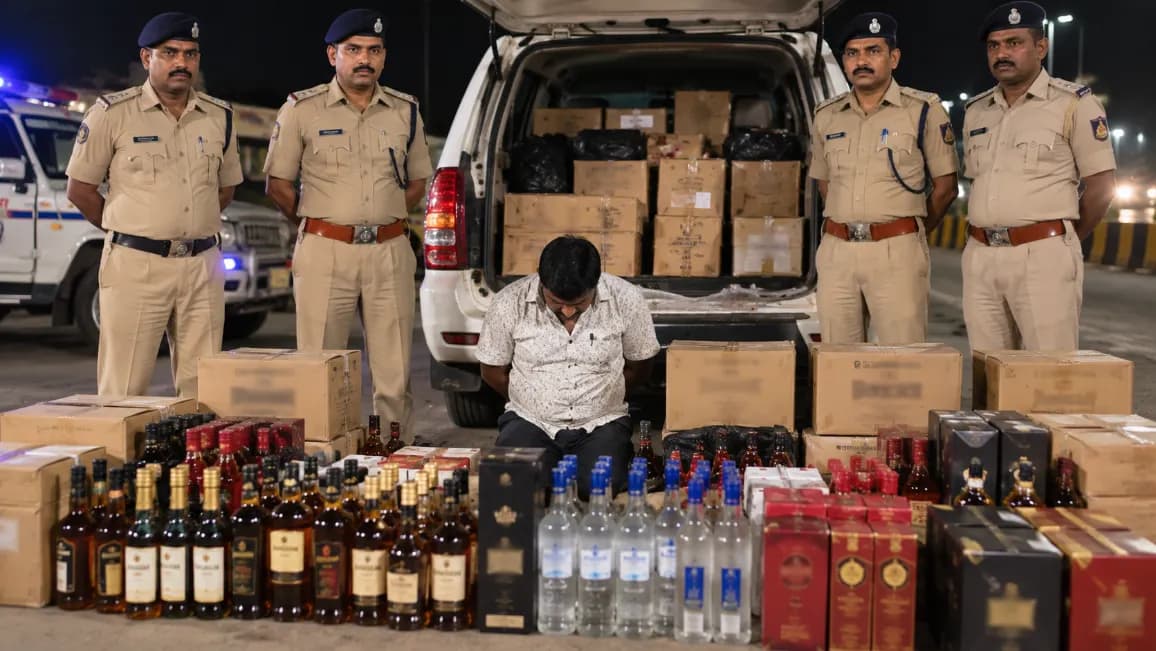 Individual Apprehended in Foreign Liquor Smuggling on Dhank-Ghadhra Highway