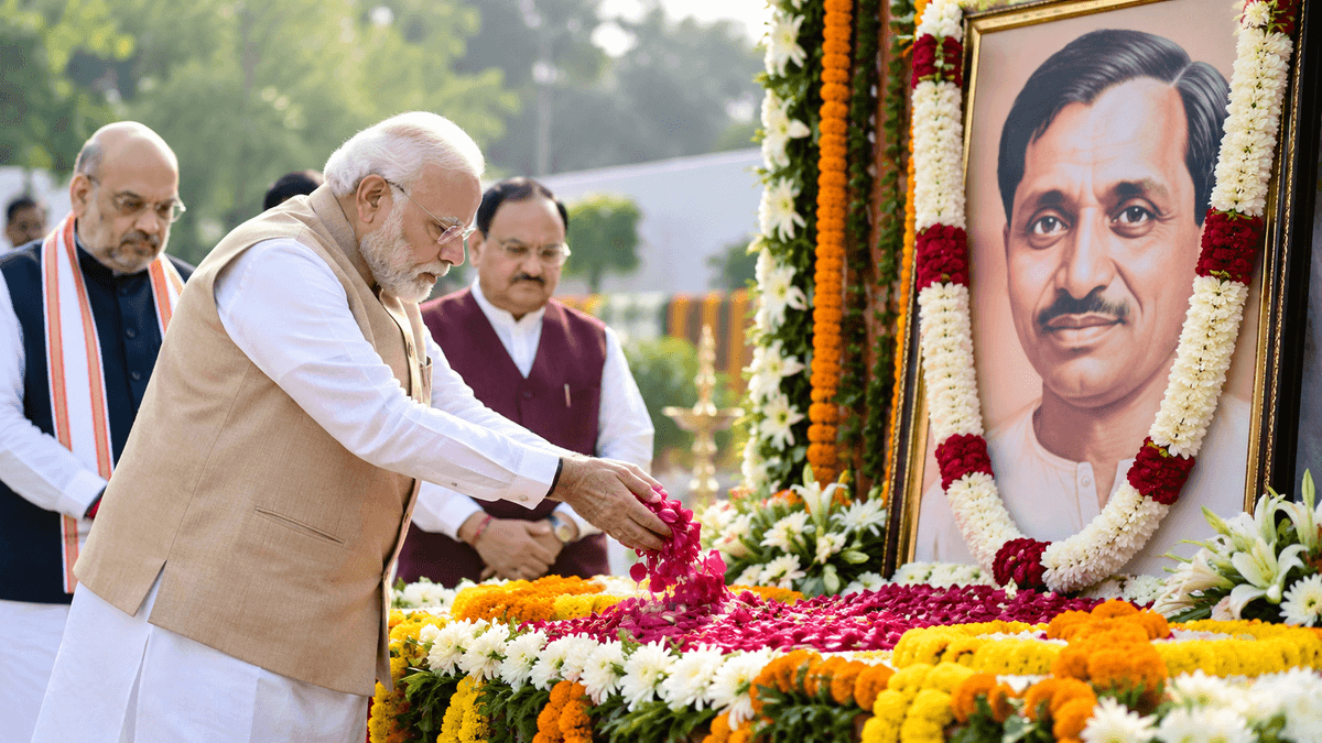 Floral Tribute Ceremony on Pandit Deendayal Upadhyaya's Birth Anniversary Floral Tribute Ceremony on Pandit Deendayal Upadhyaya's Birth Anniversary