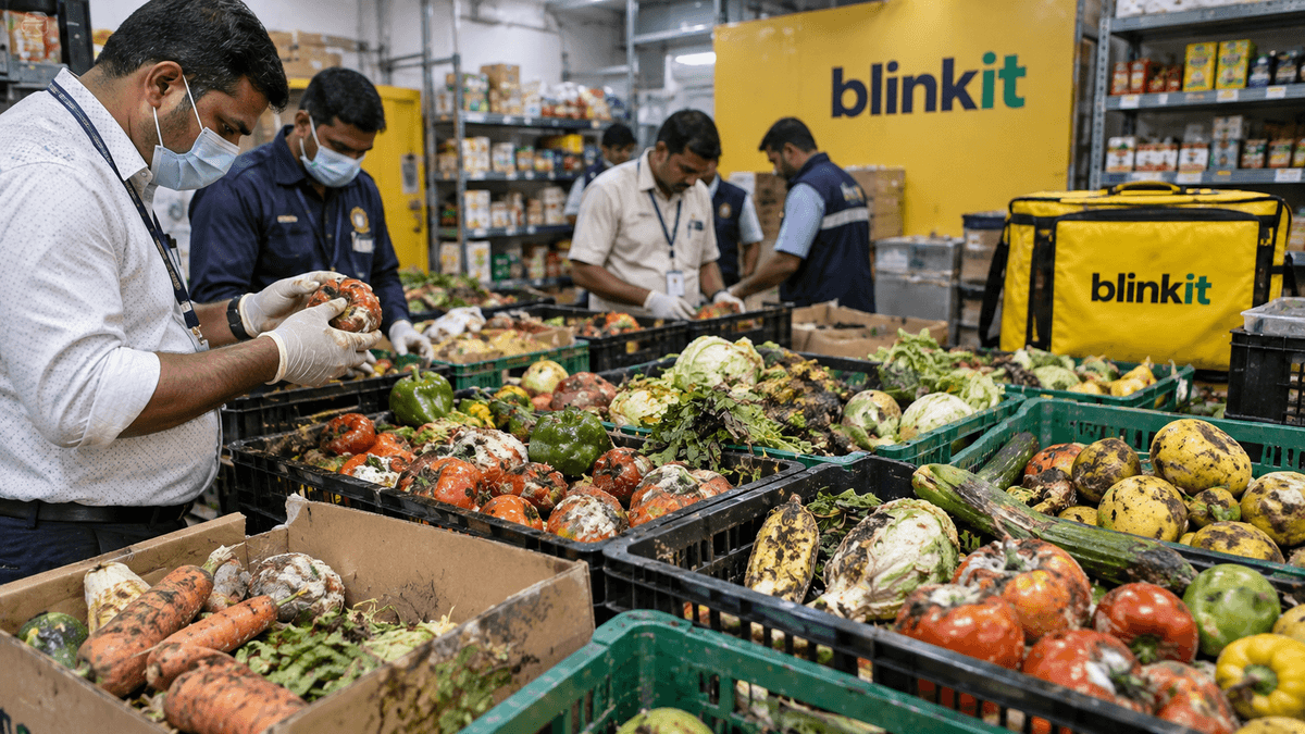 596 Kilograms of Rotten Vegetables and Fruits Found at Blinkit Store in Rajkot 596 Kilograms of Rotten Vegetables and Fruits Found at Blinkit Store in Rajkot