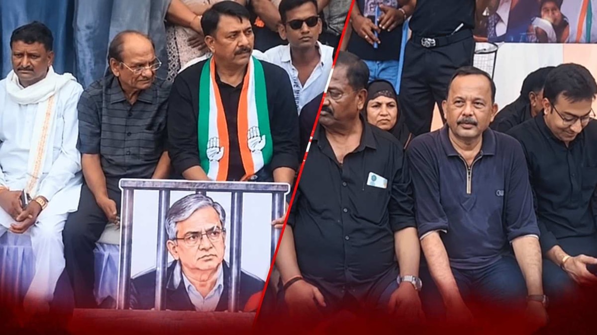 Congress Protests Against Gyanesh Kumar in Ahmedabad, Burns Effigy Congress Protests Against Gyanesh Kumar in Ahmedabad, Burns Effigy