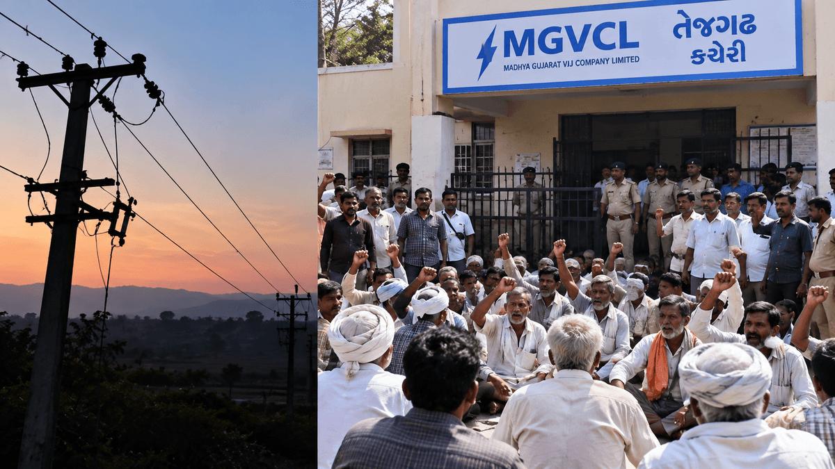 Power Outage in 50 Chhota Udaipur Villages, Farmers Protest at MGVCL Office Power Outage in 50 Chhota Udaipur Villages, Farmers Protest at MGVCL Office
