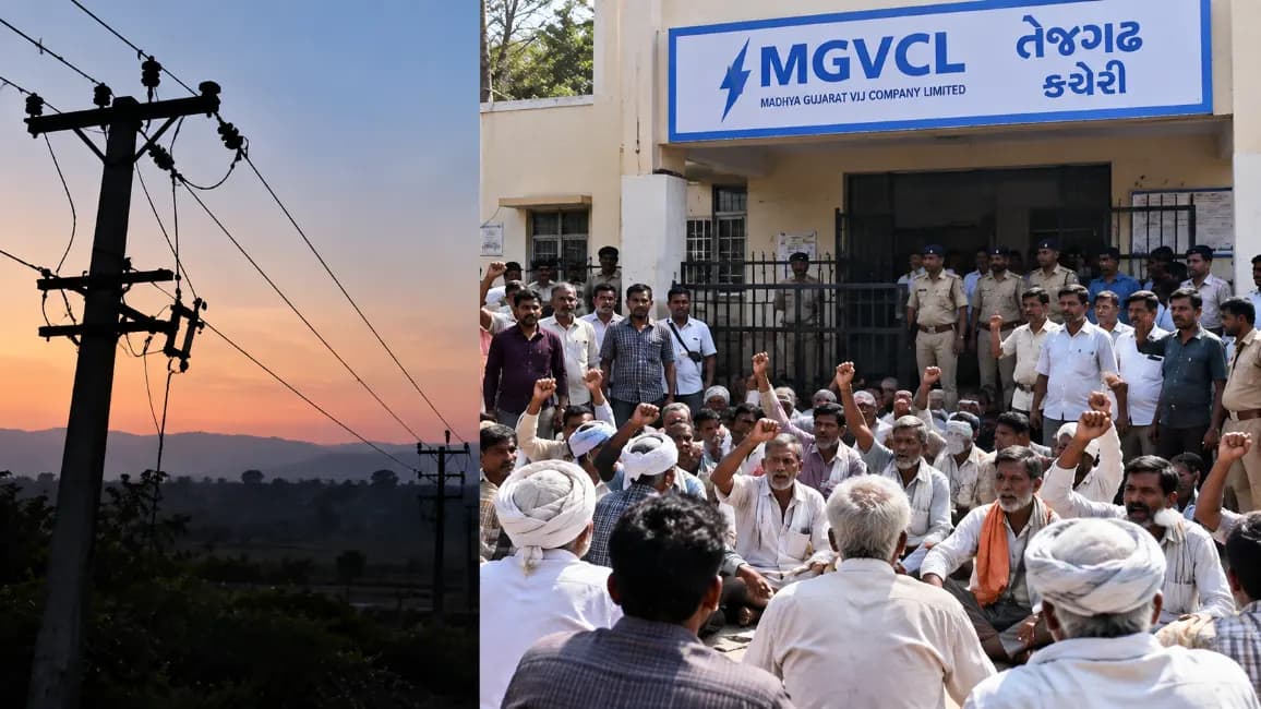 Power Outage in 50 Chhota Udaipur Villages, Farmers Protest at MGVCL Office Power Outage in 50 Chhota Udaipur Villages, Farmers Protest at MGVCL Office