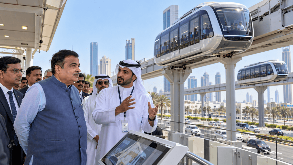 Nitin Gadkari Explores Flying Bus Technology at Sharjah Testing Centre Nitin Gadkari Explores Flying Bus Technology at Sharjah Testing Centre