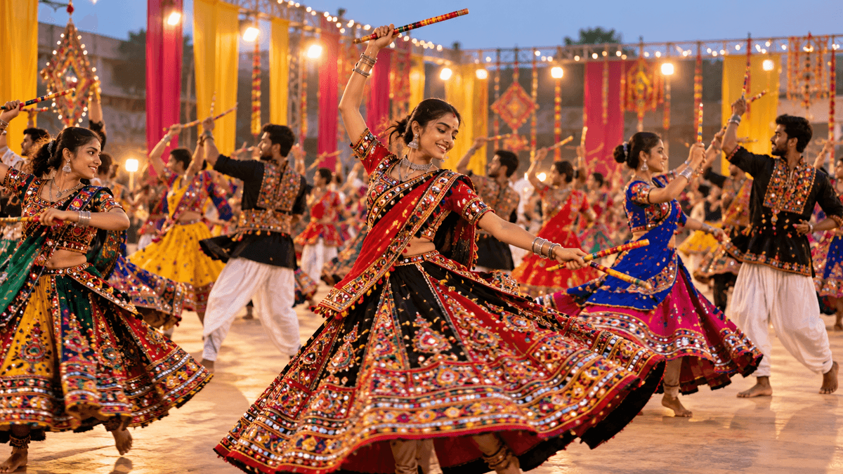 Preparations of Garba Players for Navratri Festival Preparations of Garba Players for Navratri Festival