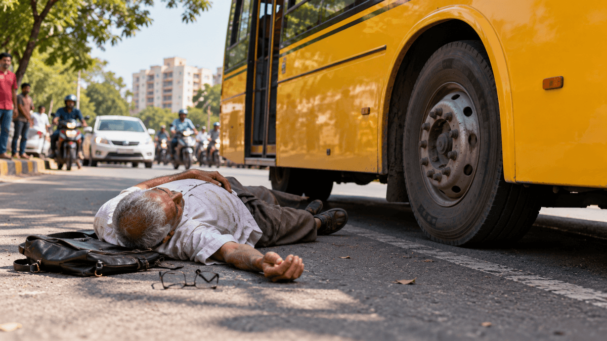 77-Year-Old Man Hit by DPS Bus in Surat, Driver Flees 77-Year-Old Man Hit by DPS Bus in Surat, Driver Flees