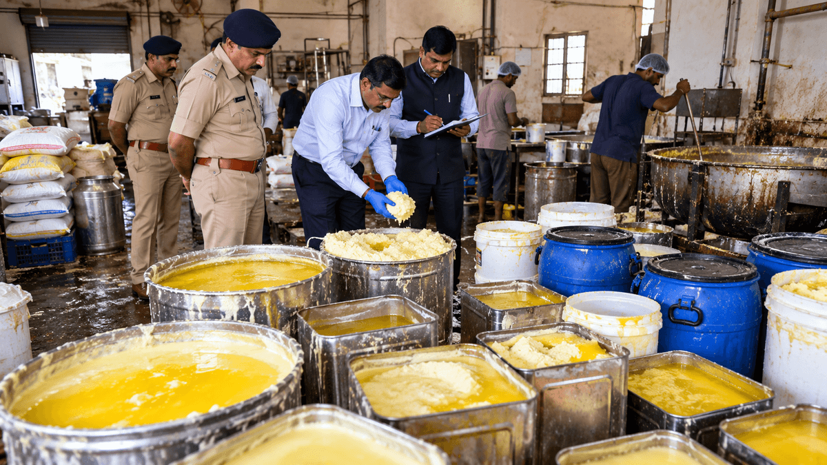 Raid on Illegal Ghee Factory in Gandhinagar Raid on Illegal Ghee Factory in Gandhinagar