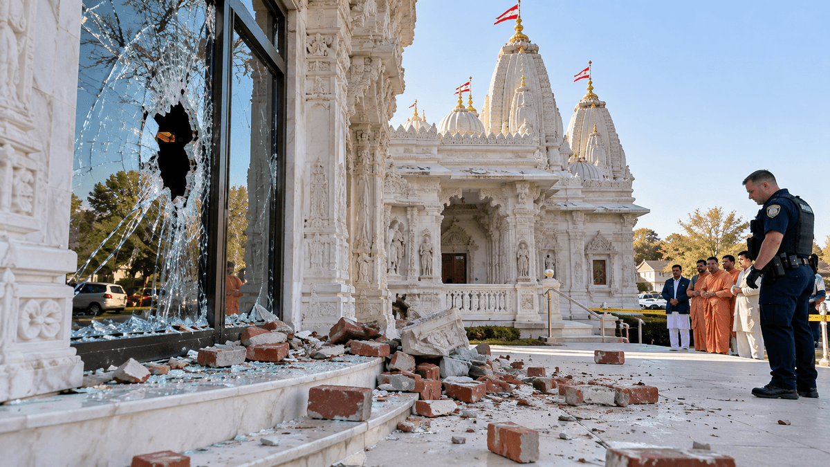 Swaminarayan Temple in Ohio Vandalised After Unknown Suspects Throw Bricks Swaminarayan Temple in Ohio Vandalised After Unknown Suspects Throw Bricks