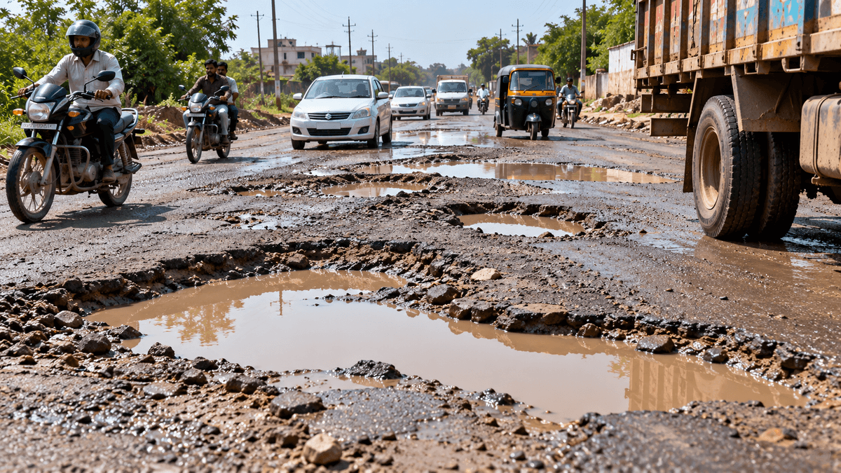 Residents Outrage Over Deteriorating Lohdada-Bhayasara Road in Rajkot Residents Outrage Over Deteriorating Lohdada-Bhayasara Road in Rajkot