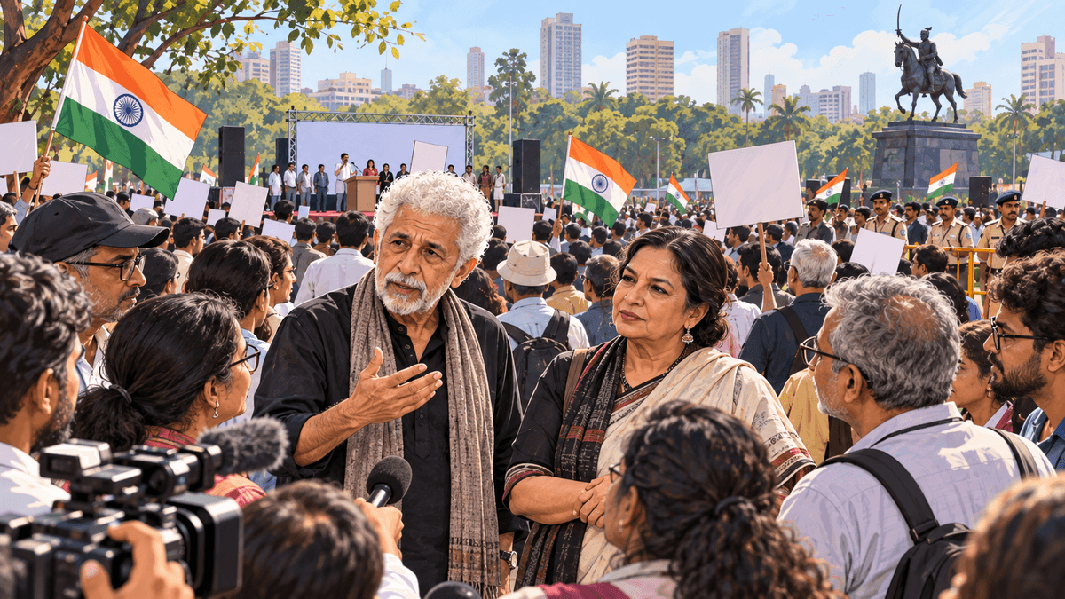 Naseeruddin Shah and Shabana Azmi Join Protest Over Voter List Controversy in Mumbai Naseeruddin Shah and Shabana Azmi Join Protest Over Voter List Controversy in Mumbai