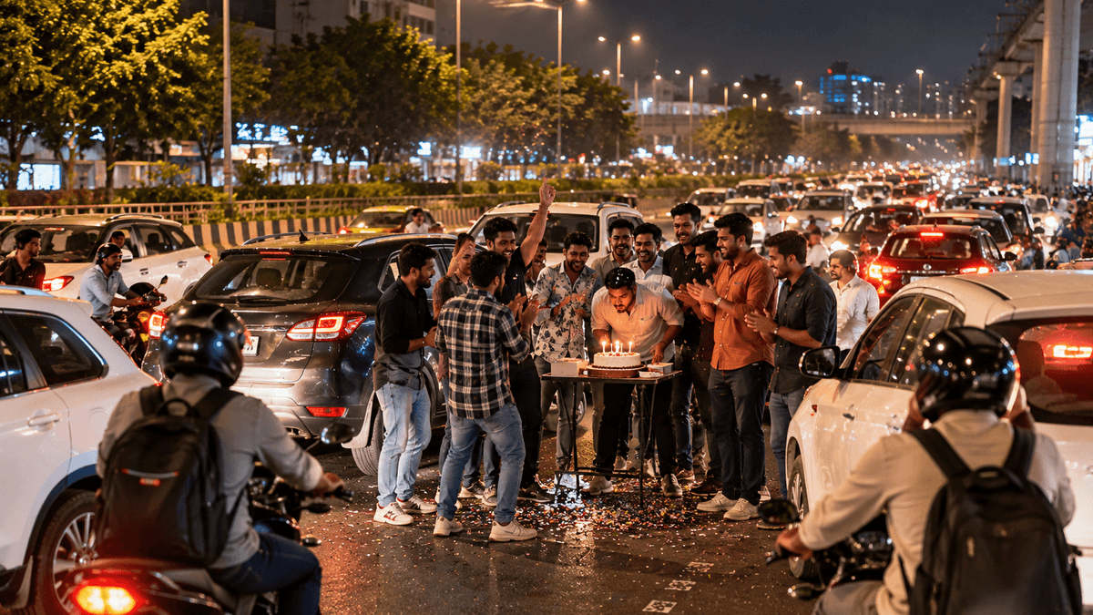 Incident of Young Men Celebrating Birthday on Public Road in Ahmedabad Incident of Young Men Celebrating Birthday on Public Road in Ahmedabad
