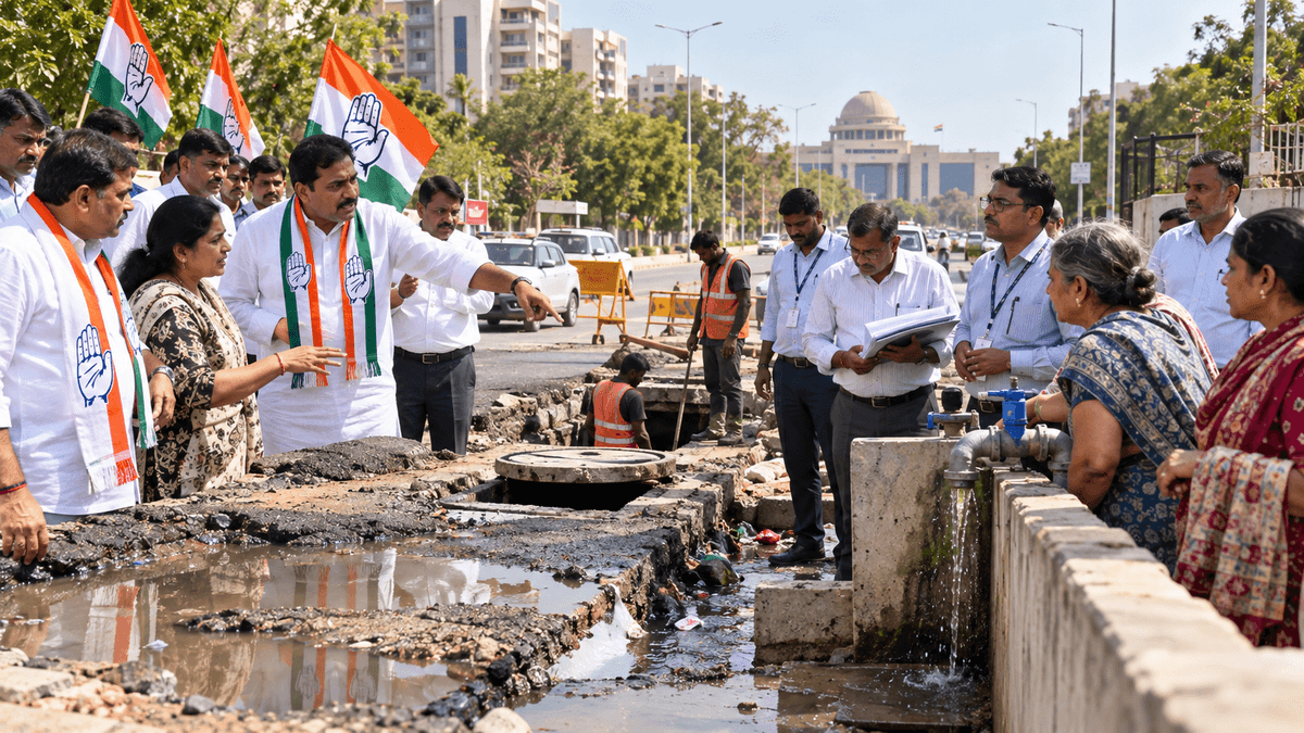 Congress Targets BJP Over Civic Issues in Gandhinagar Congress Targets BJP Over Civic Issues in Gandhinagar