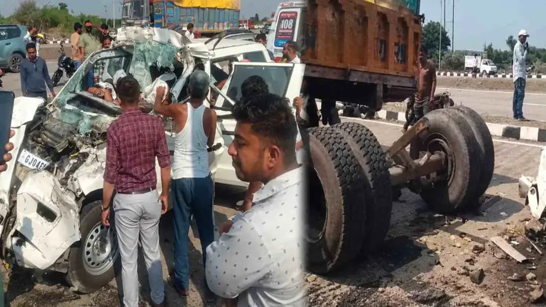 Fatal Accident on Bhavnagar Talaja Highway: Bolero Crashes Into Trailer, 6 Dead