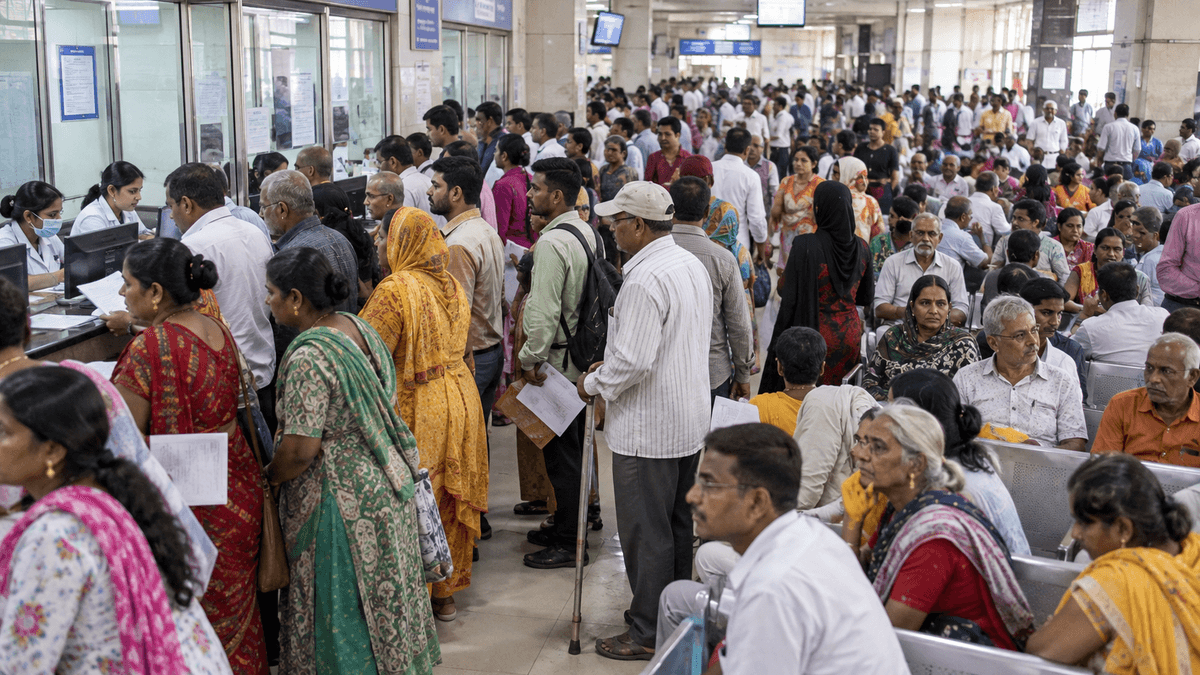 Heavy Crowding of Patients in OPD at Gandhinagar Civil Hospital Heavy Crowding of Patients in OPD at Gandhinagar Civil Hospital