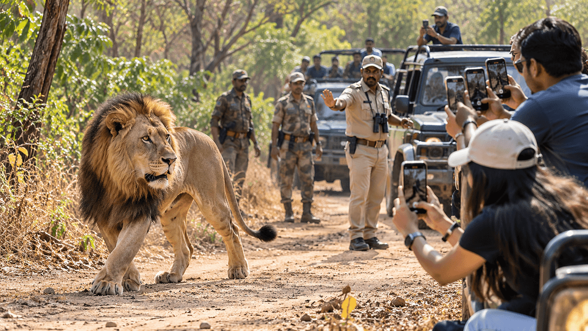 Gir Lions Troubled by Reel Craze, Over Rs 13.30 Lakh Fine in 75 Cases Gir Lions Troubled by Reel Craze, Over Rs 13.30 Lakh Fine in 75 Cases