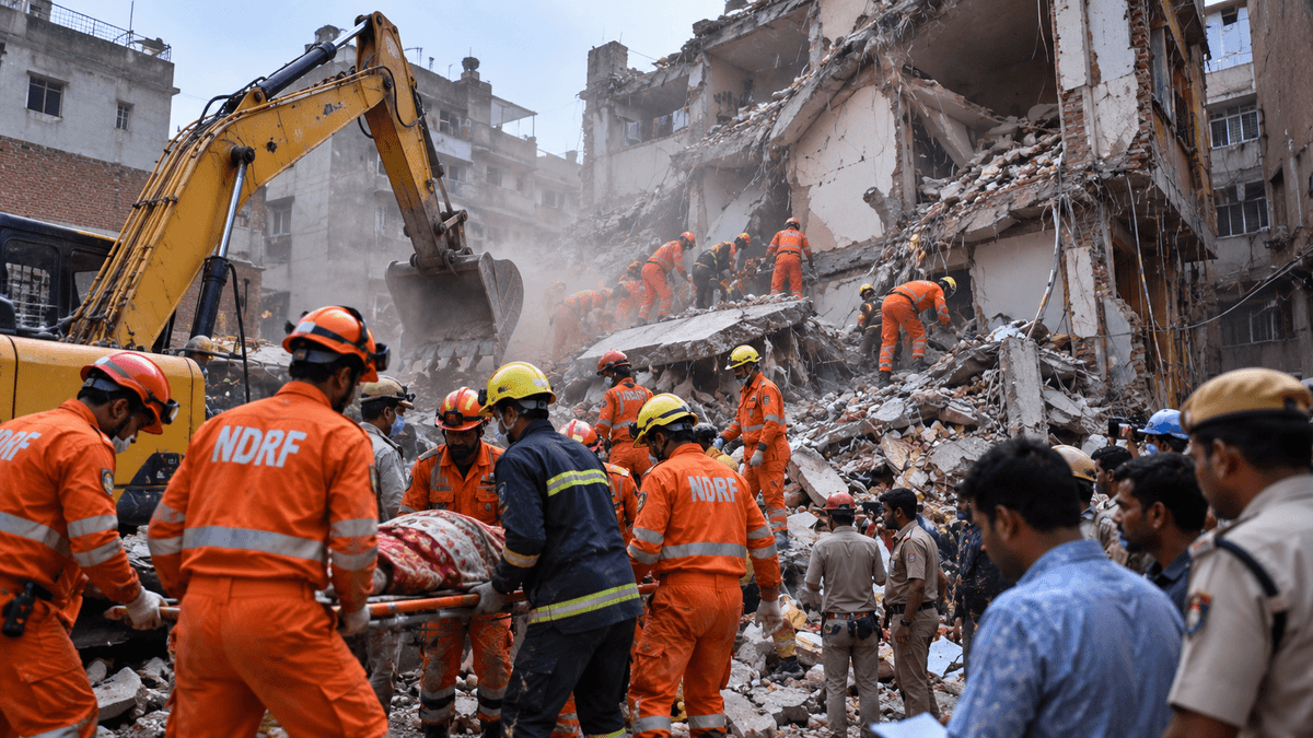 Four-Storey Dilapidated Building Collapses in Delhi, 3 Dead Four-Storey Dilapidated Building Collapses in Delhi, 3 Dead
