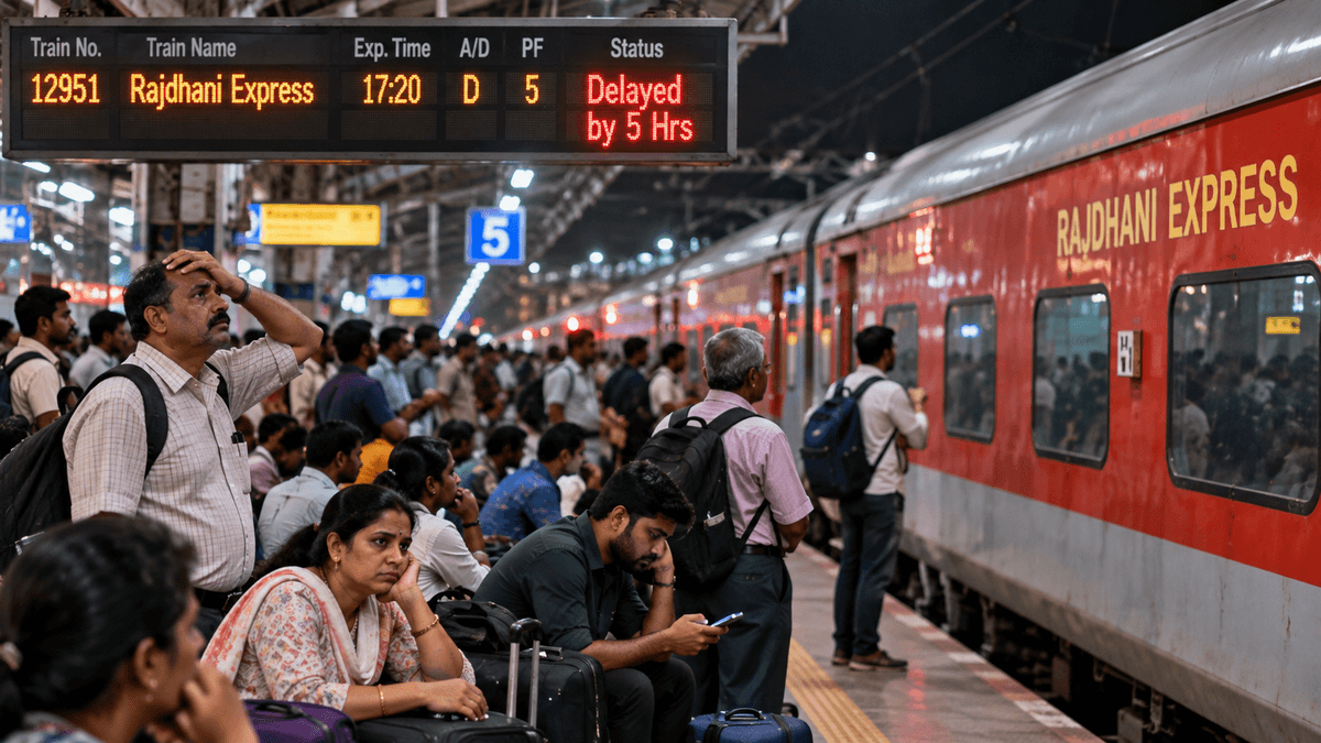 Mumbai-Delhi Trains Disrupted, Rajdhani Express Services Delayed by Five Hours Mumbai-Delhi Trains Disrupted, Rajdhani Express Services Delayed by Five Hours