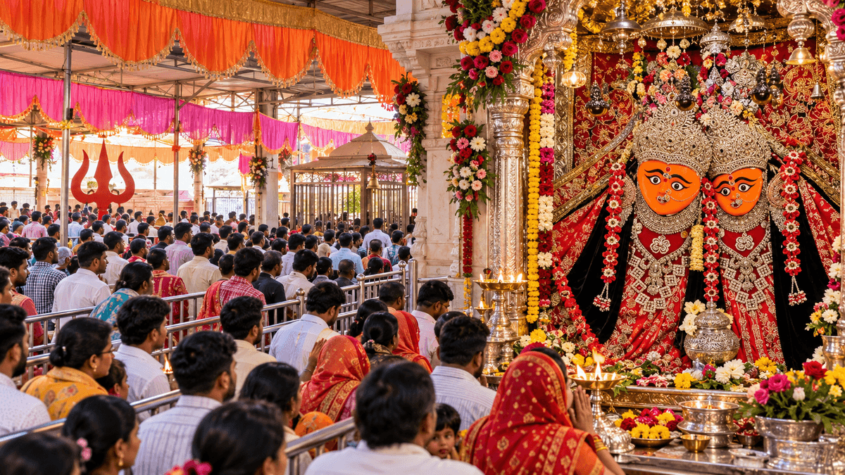 Crowds Gather for Maa Chamunda’s Darshan at Chotila on the Third Day of Aso Navratri Crowds Gather for Maa Chamunda’s Darshan at Chotila on the Third Day of Aso Navratri