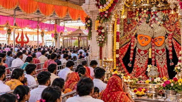 Crowds Gather for Maa Chamunda’s Darshan at Chotila on the Third Day of Aso Navratri