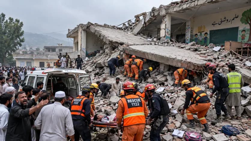 School Building Collapses in Peshawar, Pakistan, Children Feared Trapped School Building Collapses in Peshawar, Pakistan, Children Feared Trapped