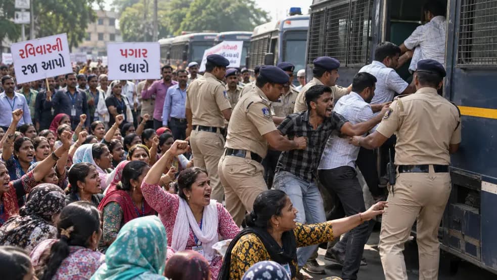 Surat Workers Protest for Sunday Holidays and Pay Hike, 70 Workers Detained