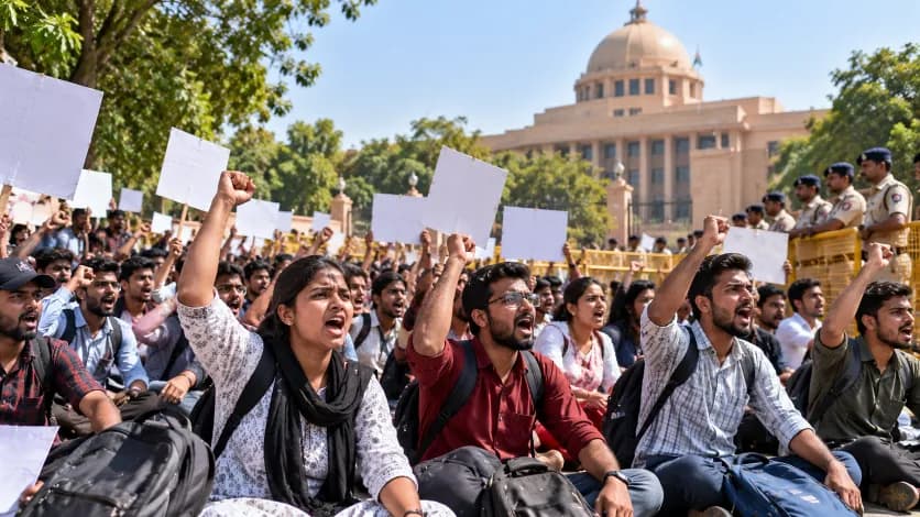 Candidates Protest in Gujarat Demanding Permanent Jobs