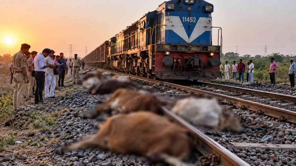 Over 17 Cattle Killed by Freight Train in Kutch Over 17 Cattle Killed by Freight Train in Kutch