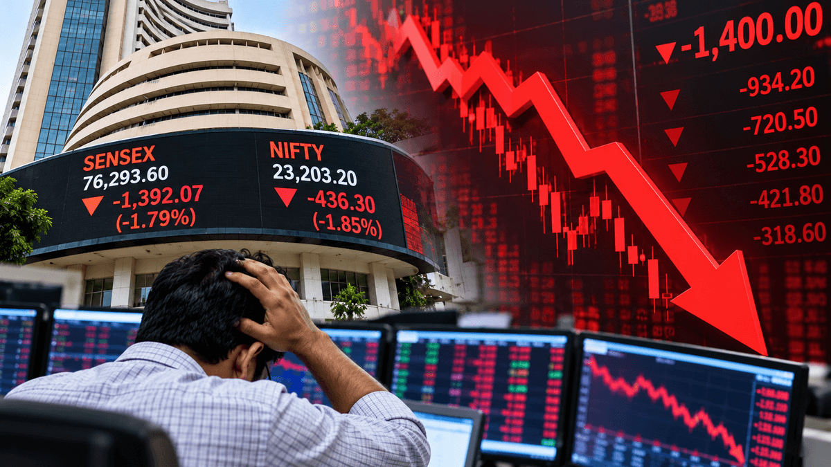 Share Market Falls After Early Rally, Sensex Drops 1,400 Points From Intraday High Share Market Falls After Early Rally, Sensex Drops 1,400 Points From Intraday High
