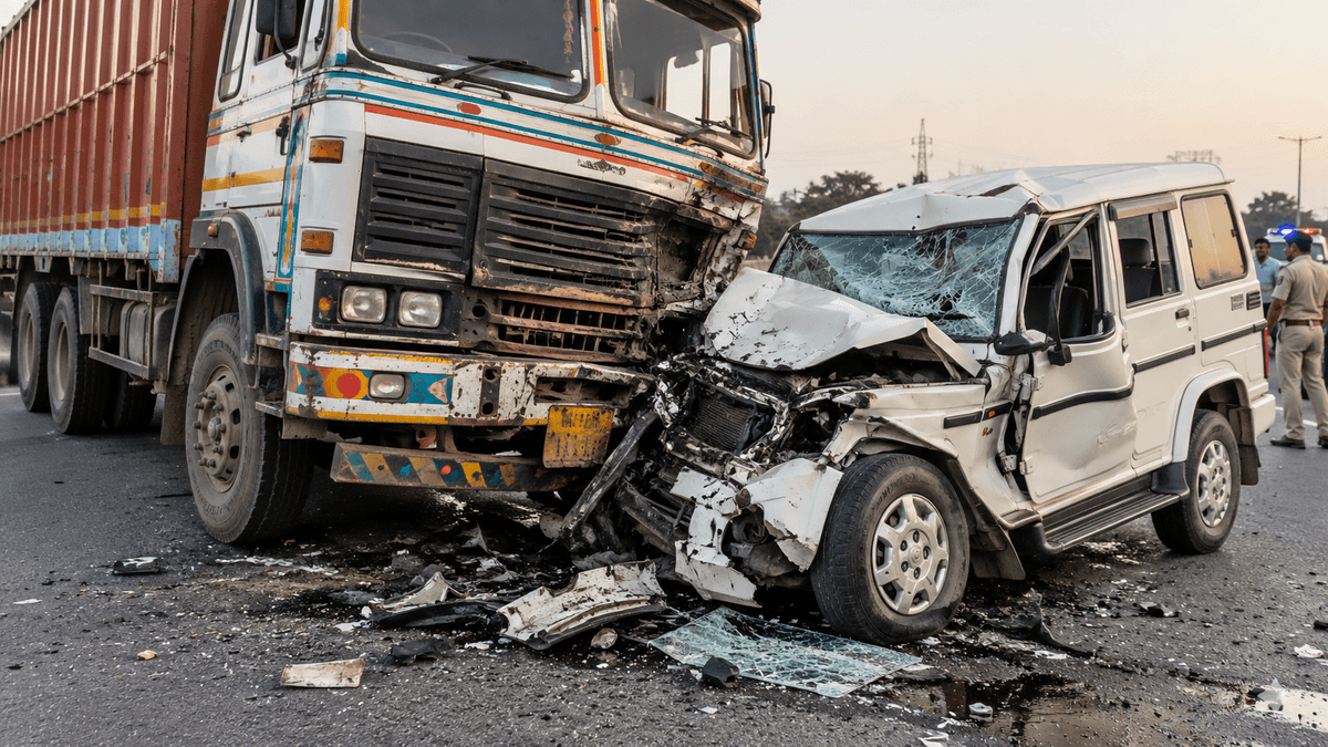 Truck and Bolero Collision in Morbi, 2 Young Men Dead Truck and Bolero Collision in Morbi, 2 Young Men Dead