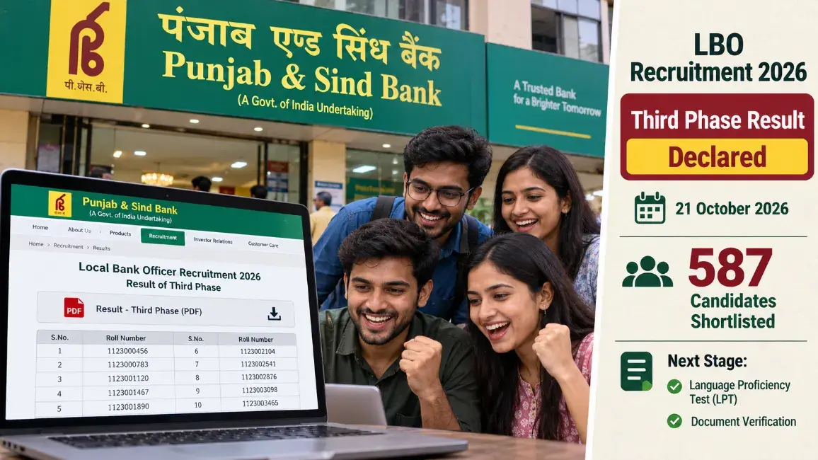 Punjab and Sind Bank LBO Result 2026: 587 Candidates Shortlisted