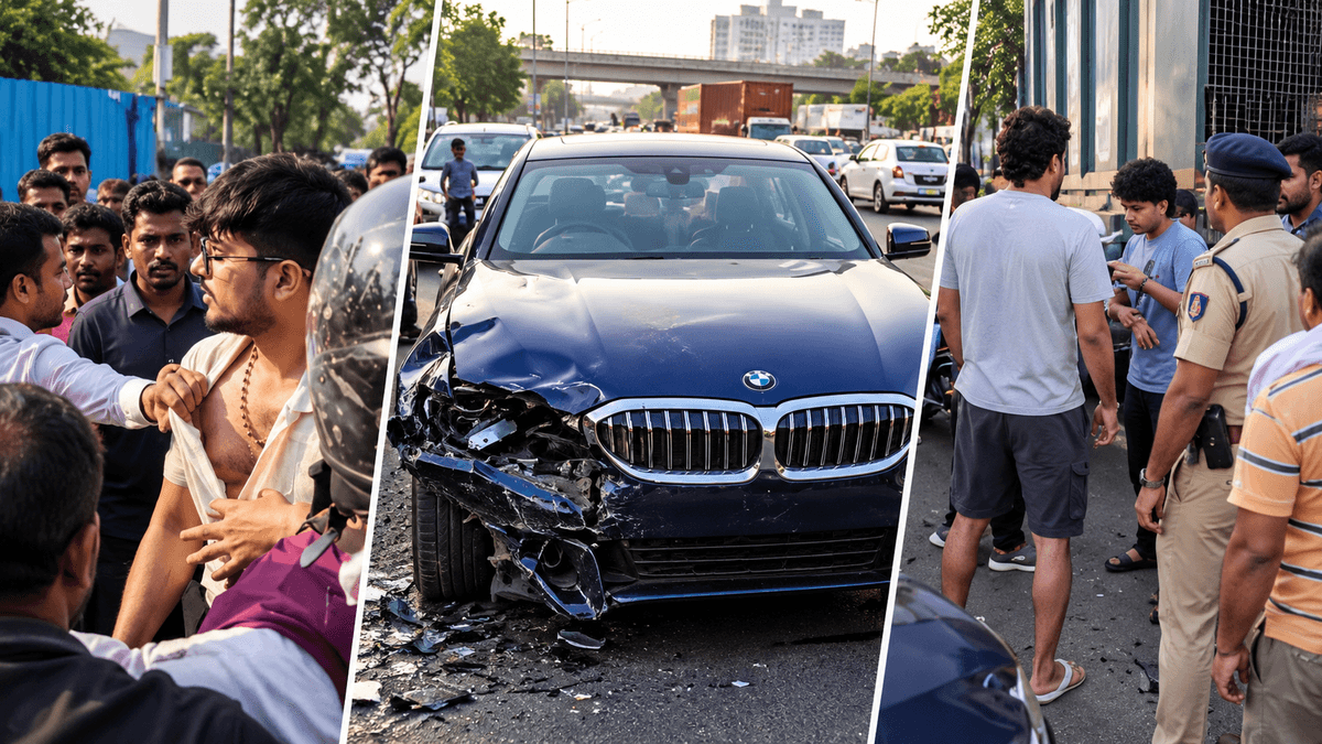 Uncontrollable Luxury Car Hits Three Vehicles on Ahmedabad SG Highway, Three Injured Uncontrollable Luxury Car Hits Three Vehicles on Ahmedabad SG Highway, Three Injured