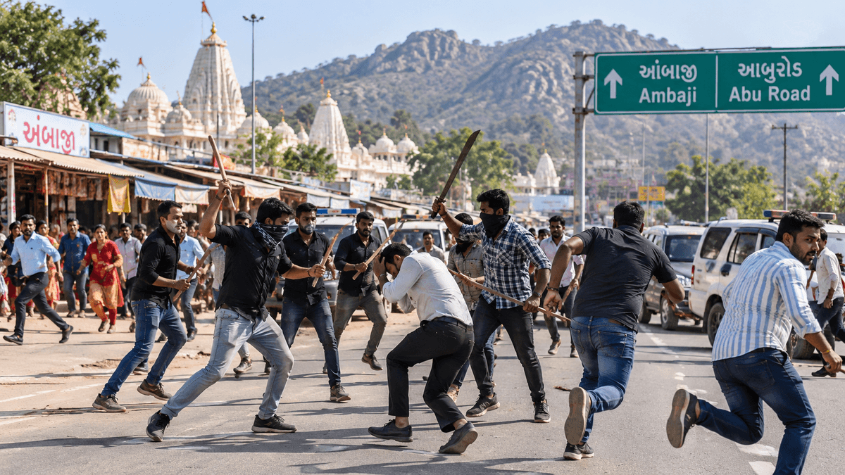 Armed Group Attack Reported Near Ambaji-Abu Road, Sparking Fear Armed Group Attack Reported Near Ambaji-Abu Road, Sparking Fear