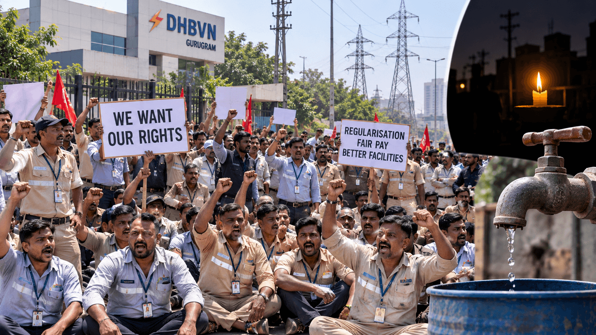 Strike by 40,000 Electricity Workers Triggers Power and Water Crisis in Gurugram Strike by 40,000 Electricity Workers Triggers Power and Water Crisis in Gurugram