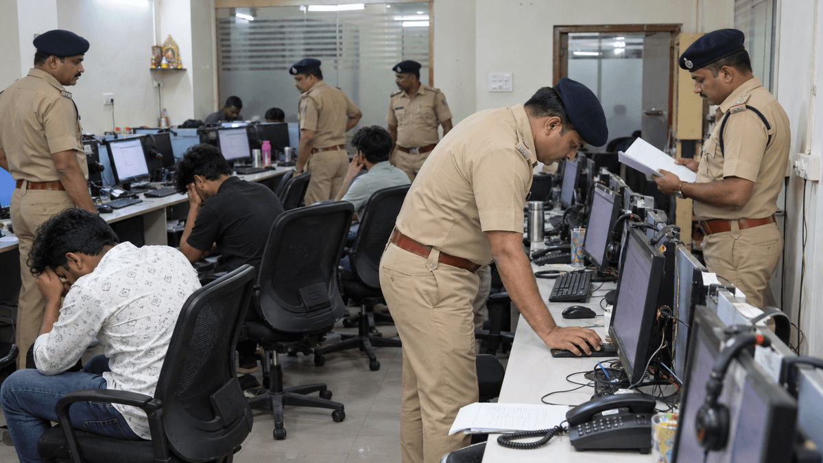 Illegal Call Centers Shut Down in Bhayavadar Illegal Call Centers Shut Down in Bhayavadar