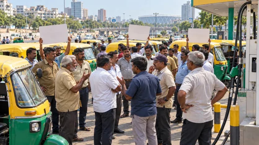 Auto-Rickshaw Drivers Protest Against Rising CNG Prices in Ahmedabad