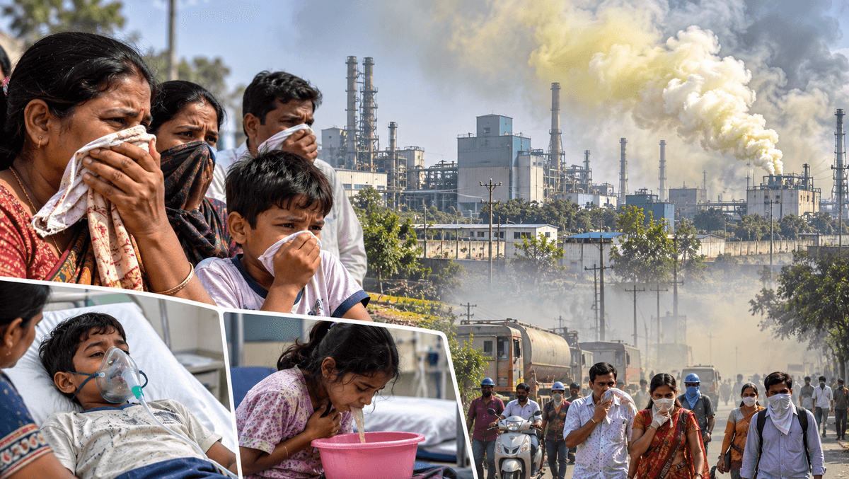 Chemical Stench Disturbs Residents in Vadodara’s Ranoli, Children Report Vomiting and Breathing Difficulties Chemical Stench Disturbs Residents in Vadodara’s Ranoli, Children Report Vomiting and Breathing Difficulties