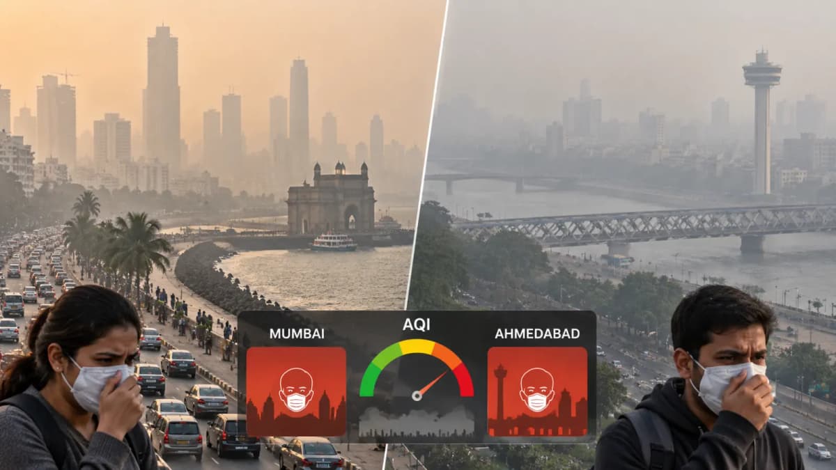 Air Pollution Rises in Mumbai and Ahmedabad Before Winter, AQI Raises Health Concerns Air Pollution Rises in Mumbai and Ahmedabad Before Winter, AQI Raises Health Concerns
