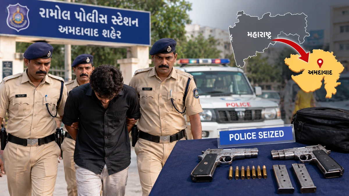 Ahmedabad Police Arrest Youth With Two Country-Made Pistols Ahmedabad Police Arrest Youth With Two Country-Made Pistols