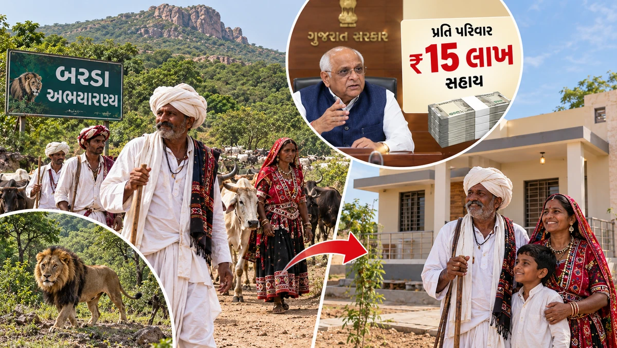 Gujarat Government to Offer ₹15 Lakh Aid per Maldhari Family for Barda Sanctuary Relocation Gujarat Government to Offer ₹15 Lakh Aid per Maldhari Family for Barda Sanctuary Relocation