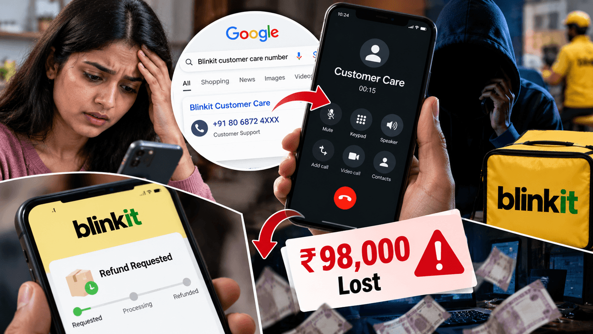 Bengaluru Woman Loses ₹98,000 in Fake Blinkit Customer Care Refund Scam Bengaluru Woman Loses ₹98,000 in Fake Blinkit Customer Care Refund Scam